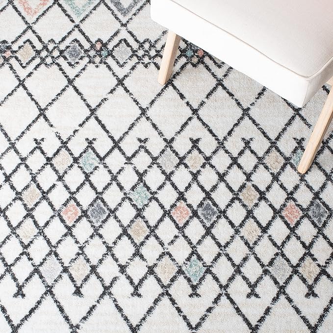 SAFAVIEH Amsterdam Collection Runner Rug - 2'3" x 8', Ivory & Beige, Moroccan Boho Design, Non-Shedding & Easy Care, Ideal for High Traffic Areas in Living Room, Bedroom (AMS115A)