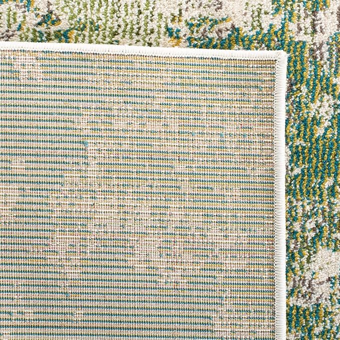 SAFAVIEH Madison Collection Runner Rug - 2'2" x 10', Green & Ivory, Modern Abstract Design, Non-Shedding & Easy Care, Ideal for High Traffic Areas in Living Room, Bedroom (MAD499Y)