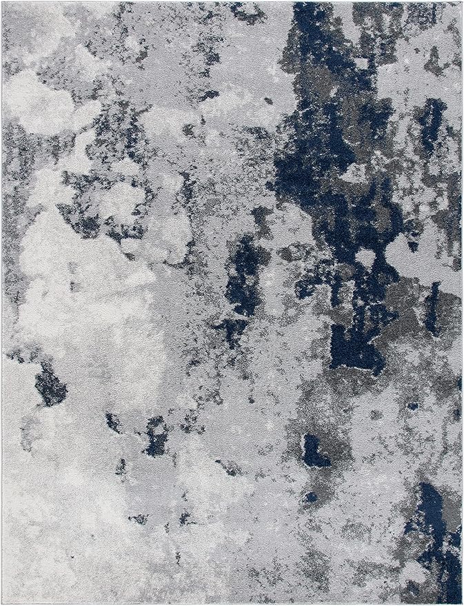 SAFAVIEH Adirondack Collection X-Large Area Rug - 11' x 15', Navy & Grey, Modern Abstract Design, Non-Shedding & Easy Care, Ideal for High Traffic Areas in Living Room, Bedroom (ADR134N)