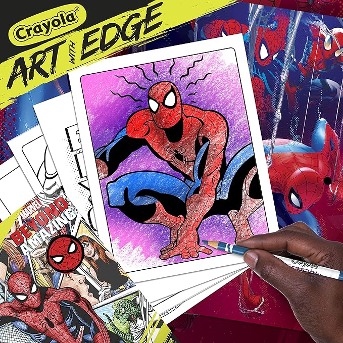 Crayola Art with Edge Spiderman Beyond Amazing Coloring Pages (28pgs), Spiderman Coloring Pages, Adult Coloring, Gift for Teens