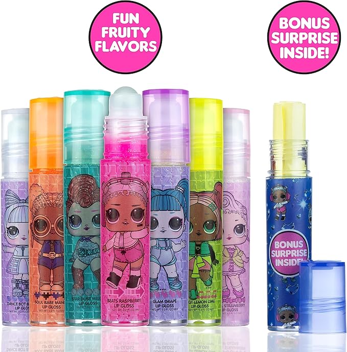 L.O.L. Surprise! Party Favors - 7PC Lip Gloss Canister with Bonus Stickers Party favor