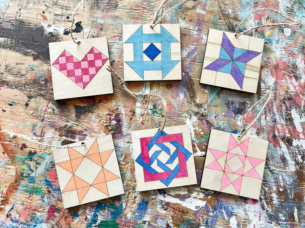 Large Unfinished Barn Quilt Kit Square Wooden Sign to Paint, Country Decor Wall Art Quilts Block Painting Kits (15 inches, Slip Knot) AVTRBoutique