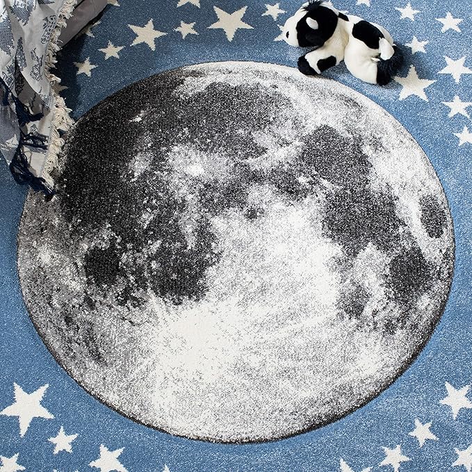 SAFAVIEH Carousel Kids Collection Runner Rug - 2' x 8', Light Blue & Grey, Non-Shedding & Easy Care, Ideal for High Traffic Areas for Boys & Girls in Playroom, Nursery, Bedroom (CRK135L)
