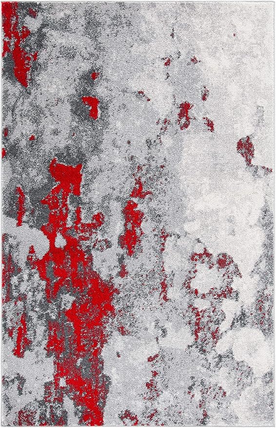SAFAVIEH Adirondack Collection Accent Rug - 4' x 6', Red & Grey, Modern Abstract Design, Non-Shedding & Easy Care, Ideal for High Traffic Areas in Entryway, Living Room, Bedroom (ADR134Q)