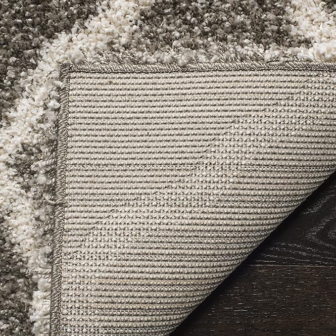 SAFAVIEH Hudson Shag Collection Runner Rug - 2'3" x 12', Grey & Ivory, Moroccan Trellis Design, Non-Shedding & Easy Care, 2-inch Thick Ideal for High Traffic Areas in Living Room, Bedroom (SGH283B)