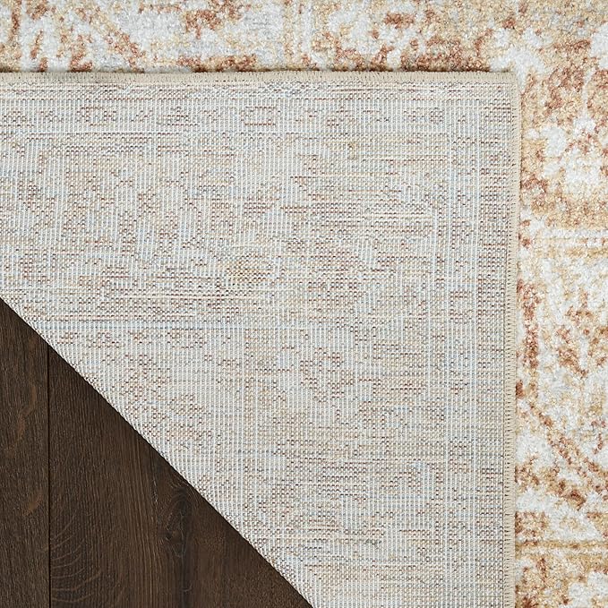 Nourison Astra Machine Washable Rust 5'3" x 7' Area Rug - Easy Cleaning, Non Shedding, Bed Room, Living Room, Dining Room, Kitchen (5' x 7')