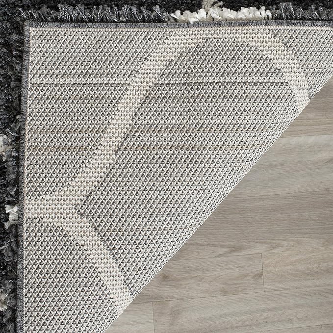 SAFAVIEH Hudson Shag Collection 3' Square Dark Grey/Ivory SGH280G Moroccan Ogee Trellis Non-Shedding Living Room Bedroom Dining Room Entryway Plush 2-inch Thick Area Rug