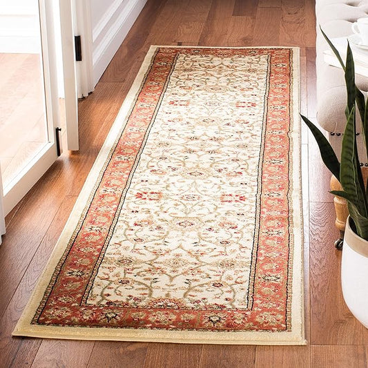 SAFAVIEH Lyndhurst Collection Runner Rug - 2'3" x 6', Ivory & Rust, Traditional Oriental Design, Non-Shedding & Easy Care, Ideal for High Traffic Areas in Living Room, Bedroom (LNH212R)