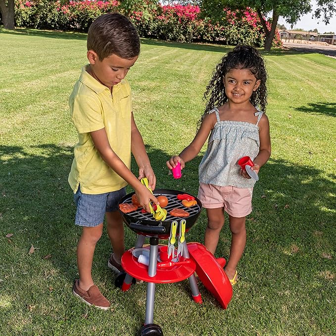 24 PCS Little Chef Barbecue BBQ Cooking Kitchen Toy Interactive Grill Play Food Cooking Playset for Kids Kitchen Pretend Play