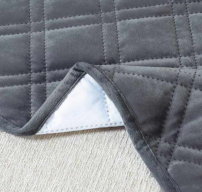 Brilliant Sunshine Grey Velvet Couch Sofa Armrest 5 Pockets Organizer, Slip Resistant Recliner Armchair Caddy, Washable Remote Controls Holder, Storage for Magazine, Tablet, Phone, iPad, 35×13", Grey