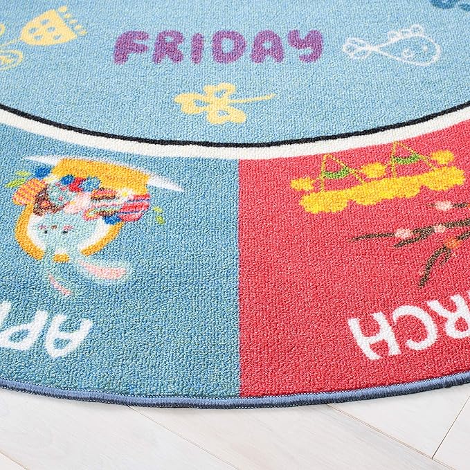 SAFAVIEH Kids Playhouse Collection Area Rug - 3'3" Round, Blue & Green, Non-Shedding Machine Washable & Slip Resistant Ideal for High Traffic Areas for Boys & Girls in Playroom (KPH224M)