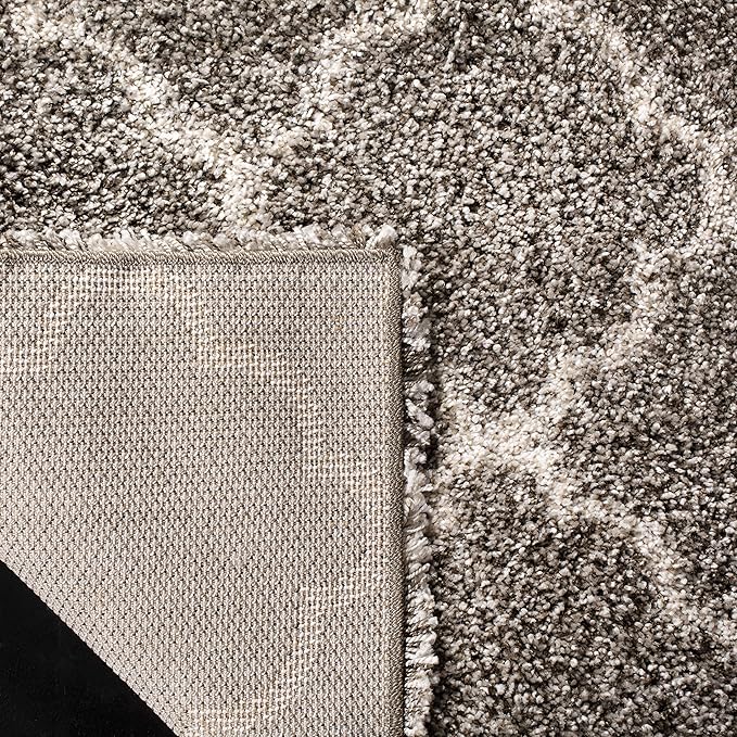 SAFAVIEH Hudson Shag Collection Runner Rug - 2'3" x 18', Grey & Ivory, Moroccan Trellis Design, Non-Shedding & Easy Care, 2-inch Thick Ideal for High Traffic Areas in Living Room, Bedroom (SGH282B)