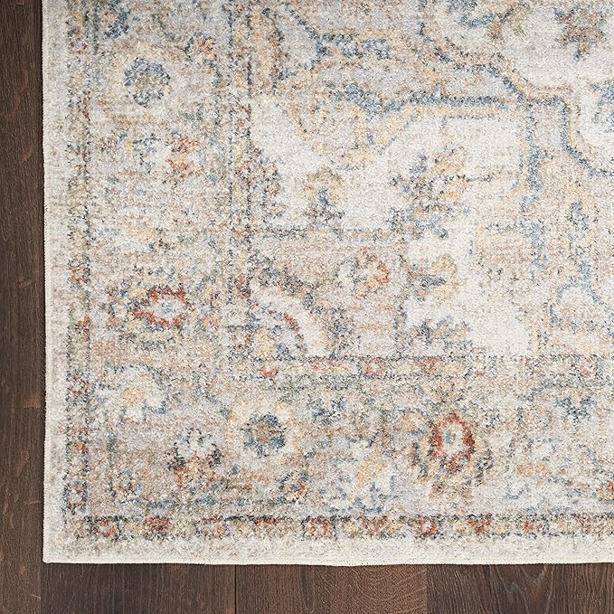 Nourison Astra Machine Washable Traditional Grey/Multi 3'3" x 5' Area Rug, Easy Cleaning, Non Shedding, Bed Room, Living Room, Dining Room, Kitchen (3x5)