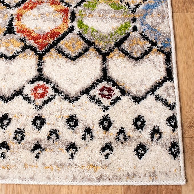 SAFAVIEH Amsterdam Collection Runner Rug - 2'3" x 22', Ivory & Multi, Moroccan Boho Design, Non-Shedding & Easy Care, Ideal for High Traffic Areas in Living Room, Bedroom (AMS108K)