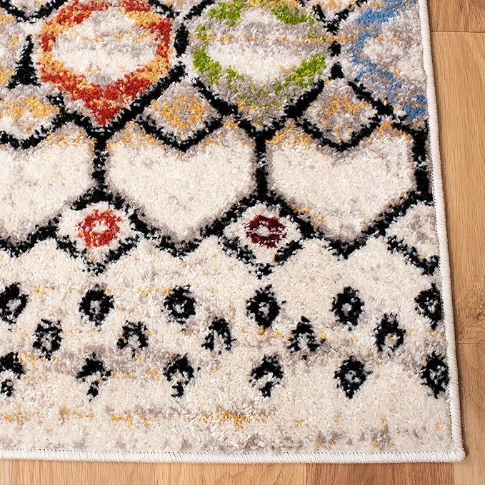 SAFAVIEH Amsterdam Collection Runner Rug - 2'3" x 6', Ivory & Multi, Moroccan Boho Design, Non-Shedding & Easy Care, Ideal for High Traffic Areas in Living Room, Bedroom (AMS108K)