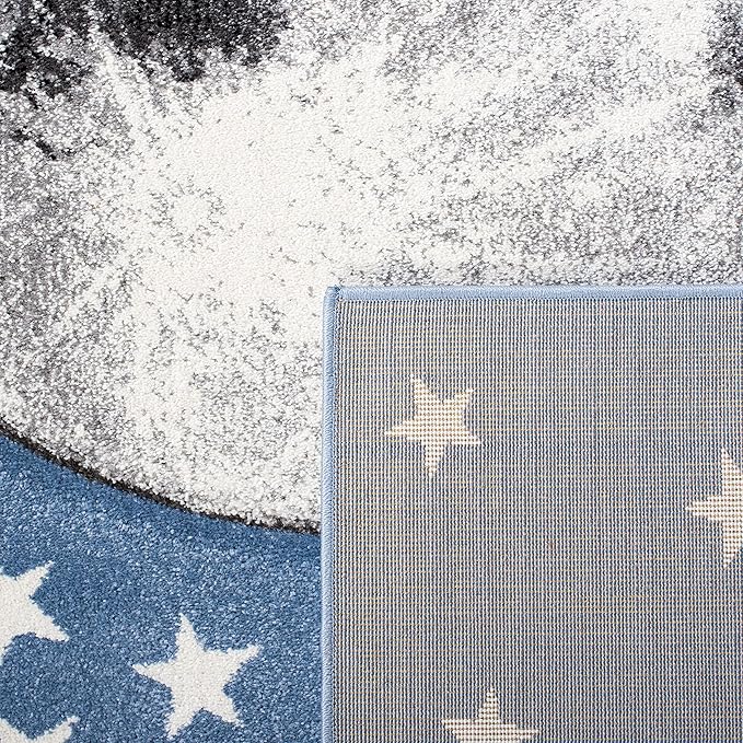 SAFAVIEH Carousel Kids Collection Runner Rug - 2' x 8', Light Blue & Grey, Non-Shedding & Easy Care, Ideal for High Traffic Areas for Boys & Girls in Playroom, Nursery, Bedroom (CRK135L)