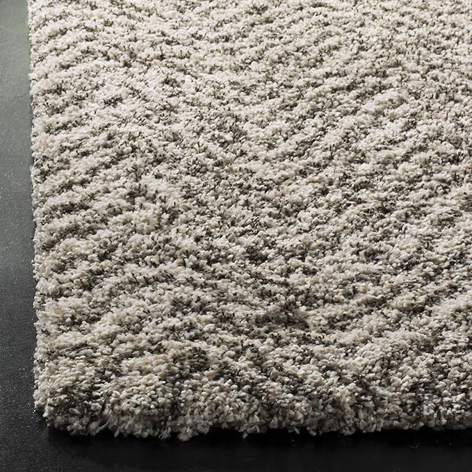 SAFAVIEH Hudson Shag Collection Runner Rug - 2'3" x 8', Ivory & Grey, Chevron Design, Non-Shedding & Easy Care, 2-inch Thick Ideal for High Traffic Areas in Living Room, Bedroom (SGH375A)