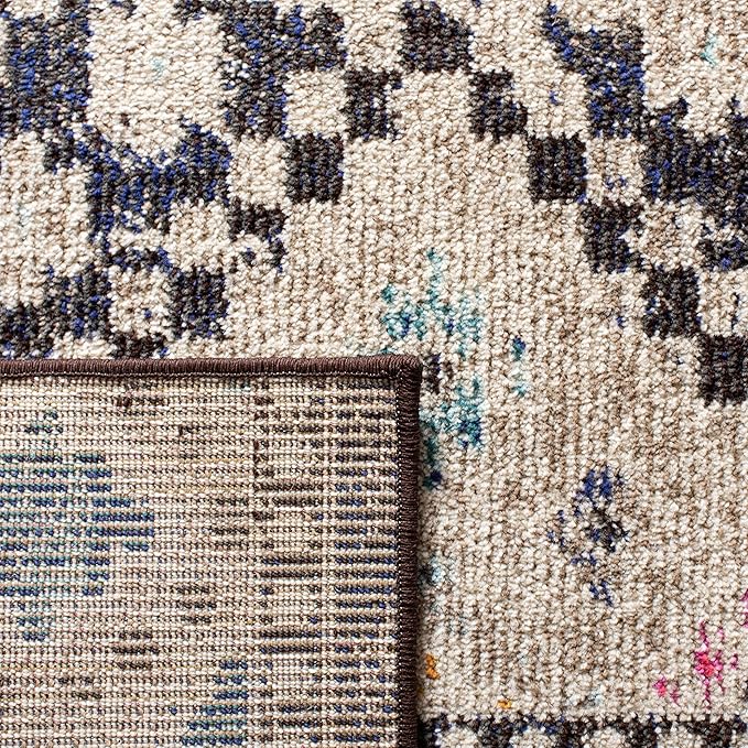 SAFAVIEH Madison Collection Runner Rug - 2'2" x 10', Black & Yellow, Boho Diamond Distressed Design, Non-Shedding & Easy Care, Ideal for High Traffic Areas in Living Room, Bedroom (MAD418Z)