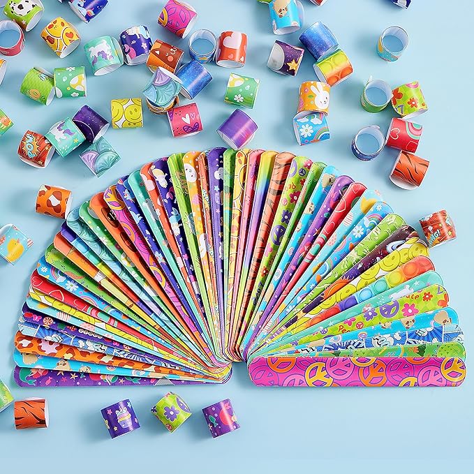 JOYIN 288 Pcs Slap Bracelets Party Favors - 36 Designs with Cute and Colorful Themes - Perfect for kids Easter Party Favors, Valentine Classroom Prizes Exchanging Gifts