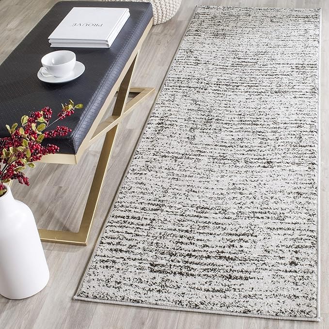 SAFAVIEH Adirondack Collection Runner Rug - 2'6" x 16', Black & Silver, Modern Abstract Design, Non-Shedding & Easy Care, Ideal for High Traffic Areas in Living Room, Bedroom (ADR117A)
