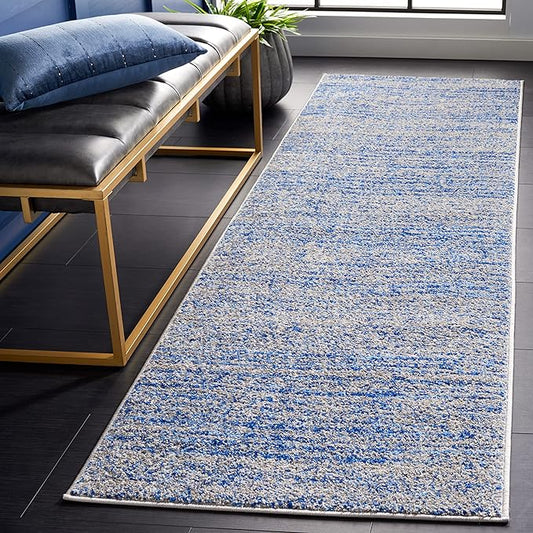 SAFAVIEH Adirondack Collection Runner Rug - 2'6" x 20', Blue & Silver, Modern Abstract Design, Non-Shedding & Easy Care, Ideal for High Traffic Areas in Living Room, Bedroom (ADR117D)