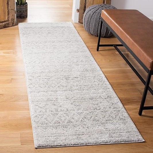 SAFAVIEH Adirondack Collection Runner Rug - 2'6" x 10', Ivory & Silver, Moroccan Boho Distressed Design, Non-Shedding & Easy Care, Ideal for High Traffic Areas in Living Room, Bedroom (ADR119A)