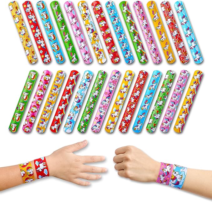 50-Piece Unicorn Slap Bracelets for Kids, Bulk Snap Wristbands, Bulk Toys Pinata Stuffers Party Favors for kids 8-12, Treasure Box Toys for classroom rewards, Classroom prizes, Birthday Party Favors