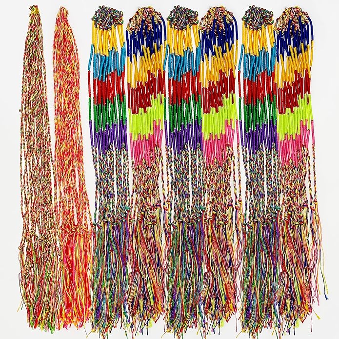 Allazone Handmade Braided Bracelets Assorted Colors Friendship Cords Thread Bracelets, Colorful String Thread Bracelets Friendship Cords Strand Bracelet for Party Favors Supplies