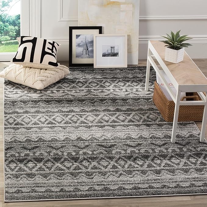 SAFAVIEH Adirondack Collection Runner Rug - 2'6" x 8', Ivory & Navy, Moroccan Boho Distressed Design, Non-Shedding & Easy Care, Ideal for High Traffic Areas in Living Room, Bedroom (ADR119M)