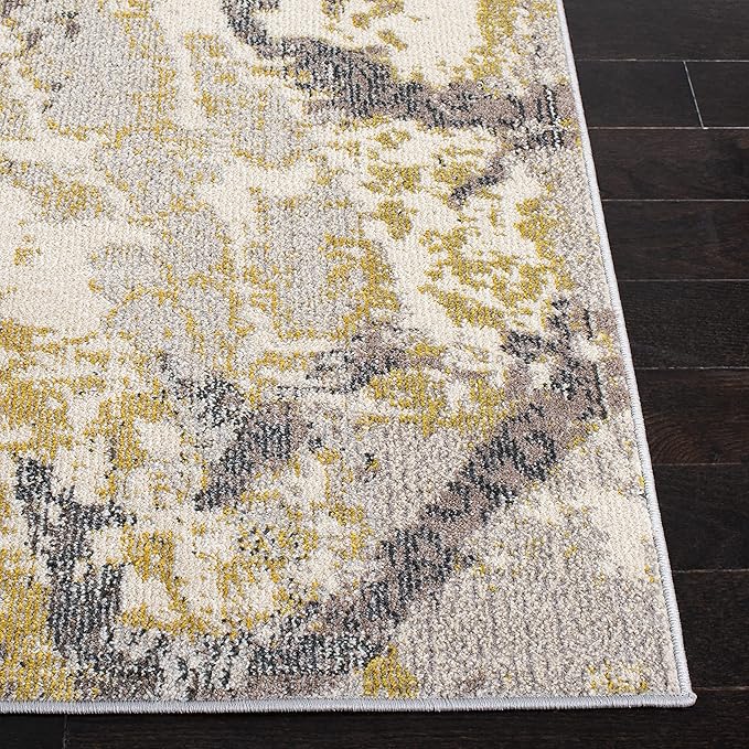 SAFAVIEH Madison Collection 6'7" Square Ivory/Grey MAD499A Modern Abstract Non-Shedding Living Room Bedroom Dining Home Office Area Rug