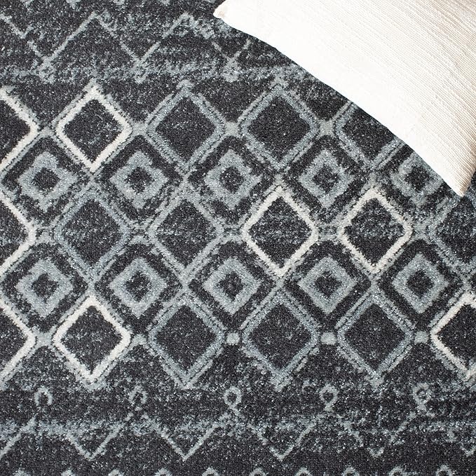 SAFAVIEH Amsterdam Collection Runner Rug - 2'3" x 10', Dark Grey & Light Grey, Moroccan Boho Design, Non-Shedding & Easy Care, Ideal for High Traffic Areas in Living Room, Bedroom (AMS108J)