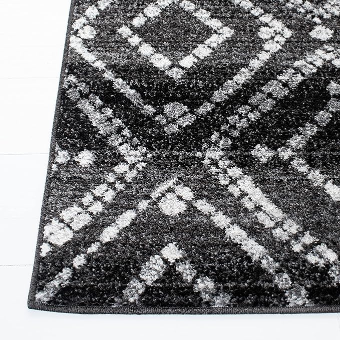 SAFAVIEH Adirondack Collection Runner Rug - 2'6" x 10', Black & Ivory, Modern Diamond Distressed Design, Non-Shedding & Easy Care, Ideal for High Traffic Areas in Living Room, Bedroom (ADR131A)