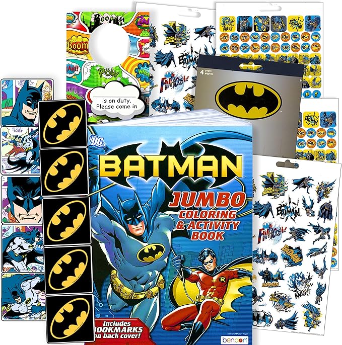 Batman Stickers Activity Set - Bundle Includes Batman Sticker Pad, Batman Reward Stickers, Batman Coloring Book, and 2-Sided Superhero Door Hanger
