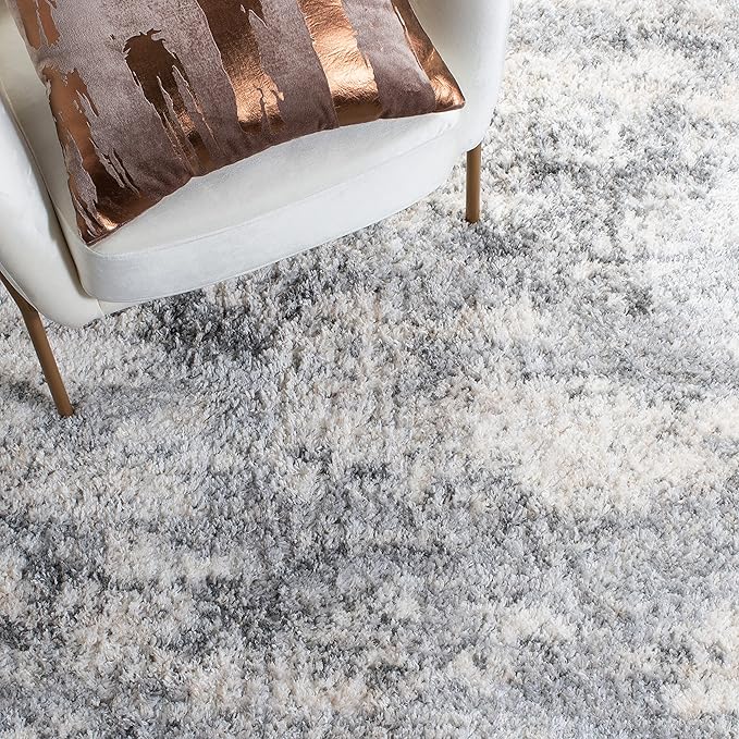 SAFAVIEH Berber Shag Collection Runner Rug - 2' x 14', Ivory & Beige, Modern Abstract Design, Non-Shedding & Easy Care, 1.2-inch Thick Ideal for High Traffic Areas in Living Room, Bedroom (BER272A)