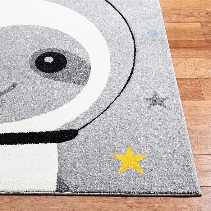 SAFAVIEH Carousel Kids Collection Runner Rug - 2' x 8', Grey & Ivory, Non-Shedding & Easy Care, Ideal for High Traffic Areas for Boys & Girls in Playroom, Nursery, Bedroom (CRK140F)