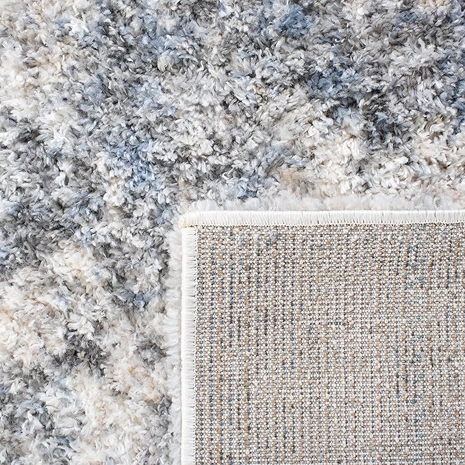 SAFAVIEH Berber Shag Collection Runner Rug - 2' x 14', Ivory & Beige, Modern Abstract Design, Non-Shedding & Easy Care, 1.2-inch Thick Ideal for High Traffic Areas in Living Room, Bedroom (BER274A)
