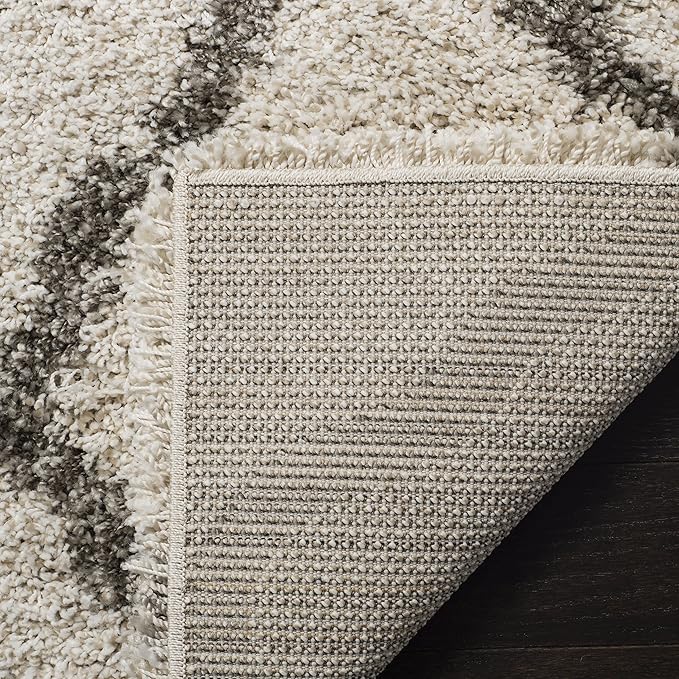 SAFAVIEH Hudson Shag Collection Runner Rug - 2'3" x 6', Ivory & Grey, Moroccan Trellis Design, Non-Shedding & Easy Care, 2-inch Thick Ideal for High Traffic Areas in Living Room, Bedroom (SGH283A)