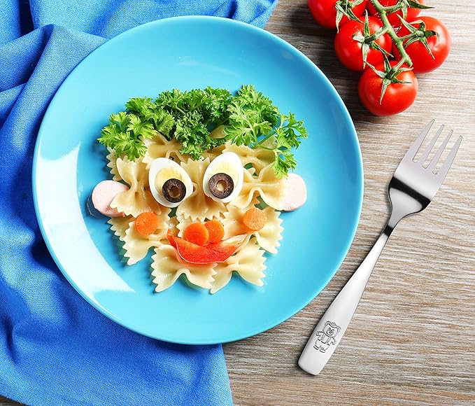 9 Piece Stainless Steel Kids Forks, Kids Cutlery, Child and Toddler Safe Flatware, Kids Silverware, Kids Utensil Set, Includes A Total of 9 Forks for Great Convenience, Ideal for Home and Preschools