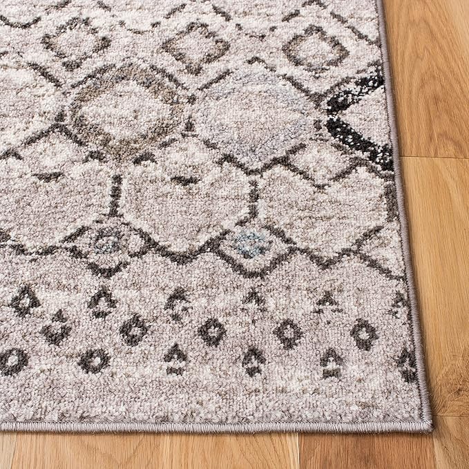 SAFAVIEH Amsterdam Collection Runner Rug - 2'3" x 22', Light Grey & Brown, Moroccan Boho Design, Non-Shedding & Easy Care, Ideal for High Traffic Areas in Living Room, Bedroom (AMS108F)