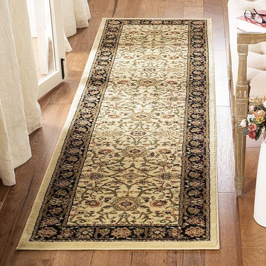 SAFAVIEH Lyndhurst Collection Runner Rug - 2'3" x 18', Ivory & Black, Traditional Oriental Design, Non-Shedding & Easy Care, Ideal for High Traffic Areas in Living Room, Bedroom (LNH212B)