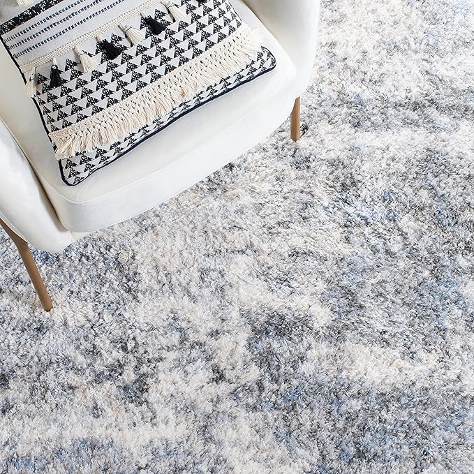 SAFAVIEH Berber Shag Collection Runner Rug - 2' x 16', Ivory & Beige, Modern Abstract Design, Non-Shedding & Easy Care, 1.2-inch Thick Ideal for High Traffic Areas in Living Room, Bedroom (BER274A)