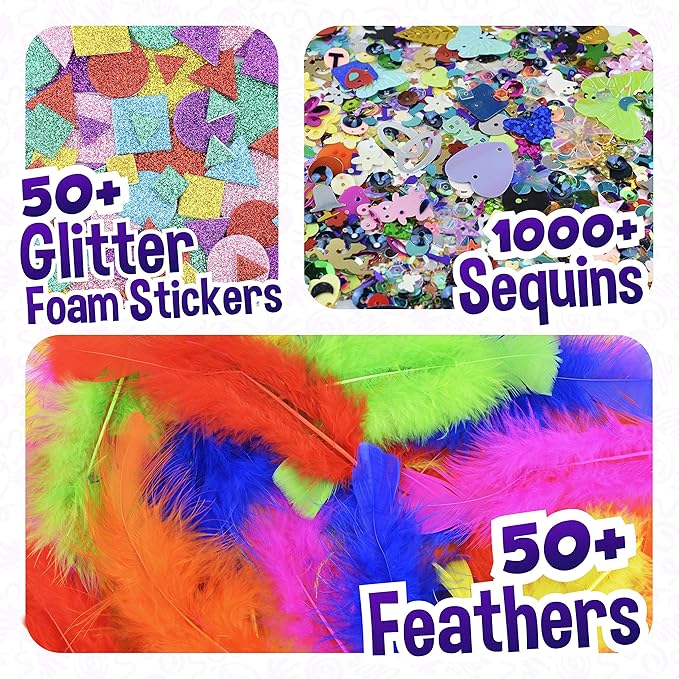 Arts and Crafts Supplies Kit for Kids - Boys and Girls Age 4 5 6 7 8 Years Old - Toddler Art Set Activity Materials - Great for Preschool and Kindergarten Crafting Project - Carl & Kay