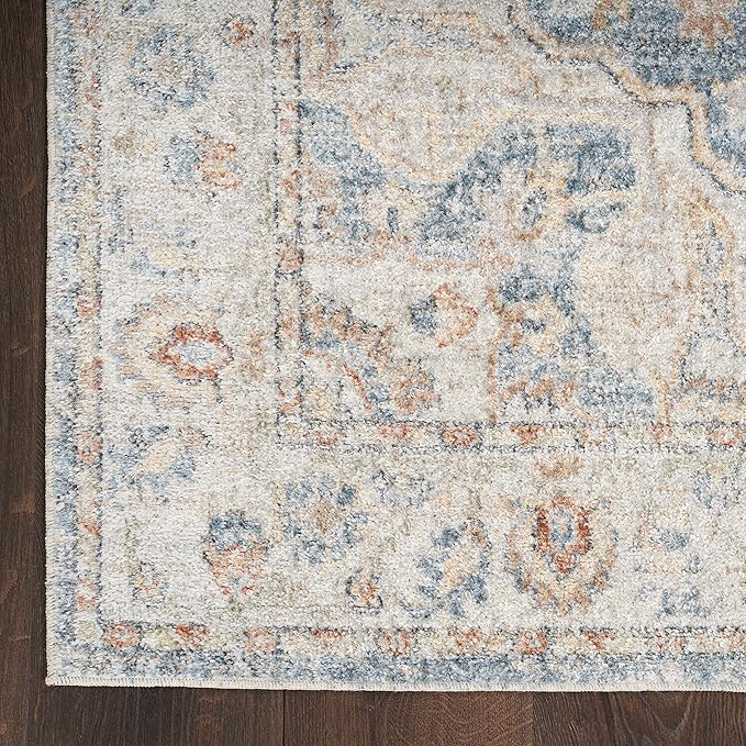 Nourison Astra Machine Washable Traditional Denim Multi 2'2" x 4' Area Rug, Easy Cleaning, Non Shedding, Bed Room, Living Room, Dining Room, Kitchen (2x4)