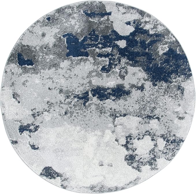 SAFAVIEH Adirondack Collection 6' Round Navy / Grey ADR134N Modern Abstract Non-Shedding Dining Room Entryway Foyer Living Room Bedroom Area Rug