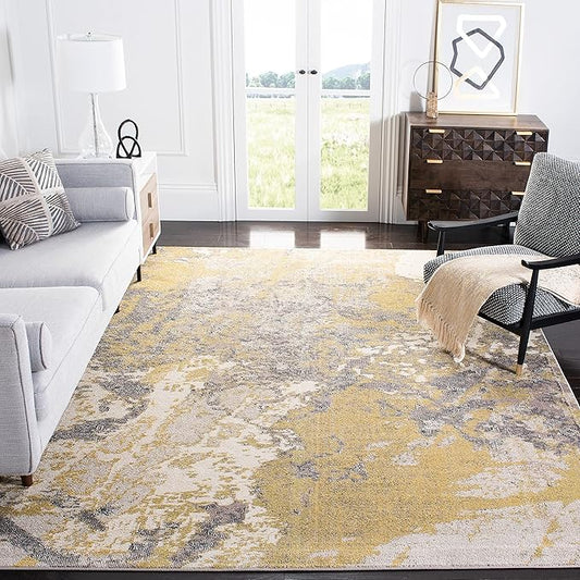 SAFAVIEH Madison Collection Accent Rug - 3' x 5', Ivory & Grey, Modern Abstract Design, Non-Shedding & Easy Care, Ideal for High Traffic Areas in Entryway, Living Room, Bedroom (MAD499A)