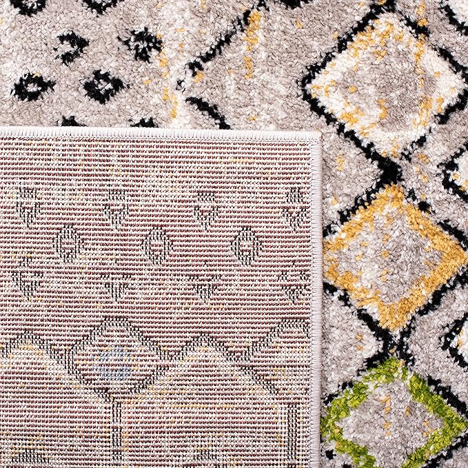 SAFAVIEH Amsterdam Collection Runner Rug - 2'3" x 20', Light Grey & Multi, Moroccan Boho Design, Non-Shedding & Easy Care, Ideal for High Traffic Areas in Living Room, Bedroom (AMS108G)