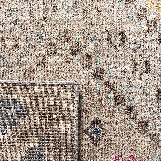 SAFAVIEH Madison Collection Runner Rug - 2'2" x 16', Grey & Yellow, Boho Diamond Distressed Design, Non-Shedding & Easy Care, Ideal for High Traffic Areas in Living Room, Bedroom (MAD418F)