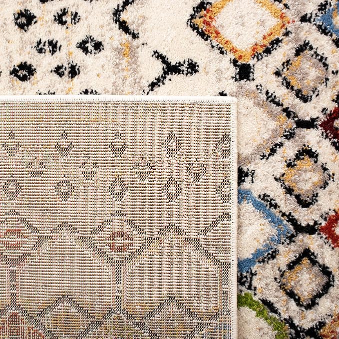 SAFAVIEH Amsterdam Collection Runner Rug - 2'3" x 16', Ivory & Multi, Moroccan Boho Design, Non-Shedding & Easy Care, Ideal for High Traffic Areas in Living Room, Bedroom (AMS108K)