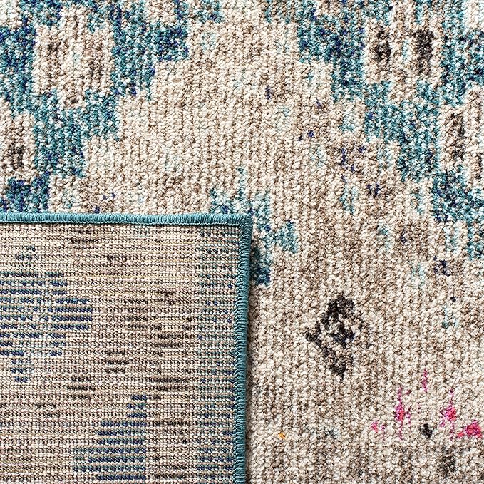 SAFAVIEH Madison Collection Runner Rug - 2'2" x 12', Dark Blue & Yellow, Boho Diamond Distressed Design, Non-Shedding & Easy Care, Ideal for High Traffic Areas in Living Room, Bedroom (MAD418N)